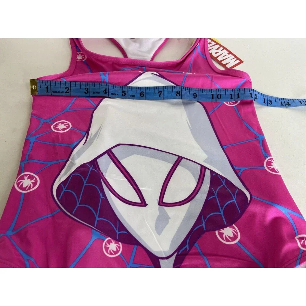 Marvel Ghost Spider One Piece Pink Swim Swimsuit Swimwear Girls Size 10
